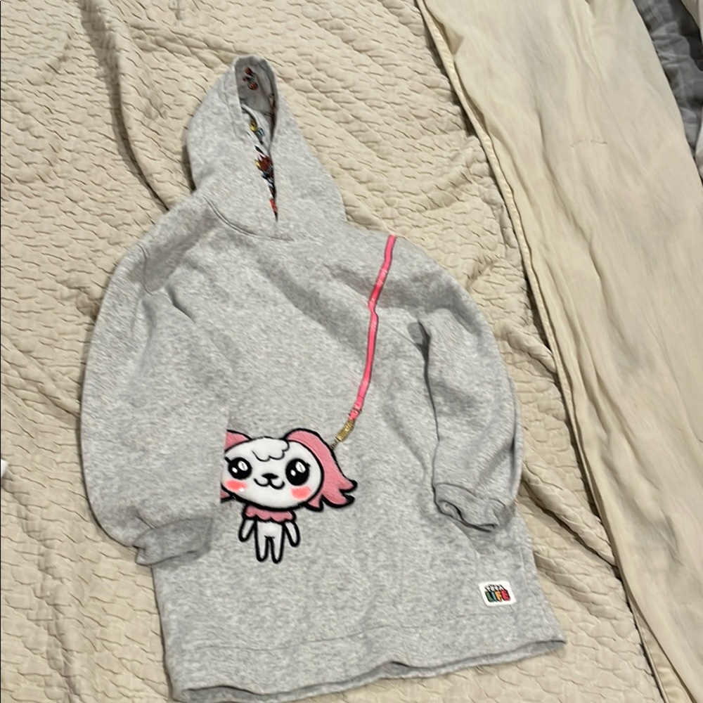 H&M Gray Kids Hoodie with Pink Accents